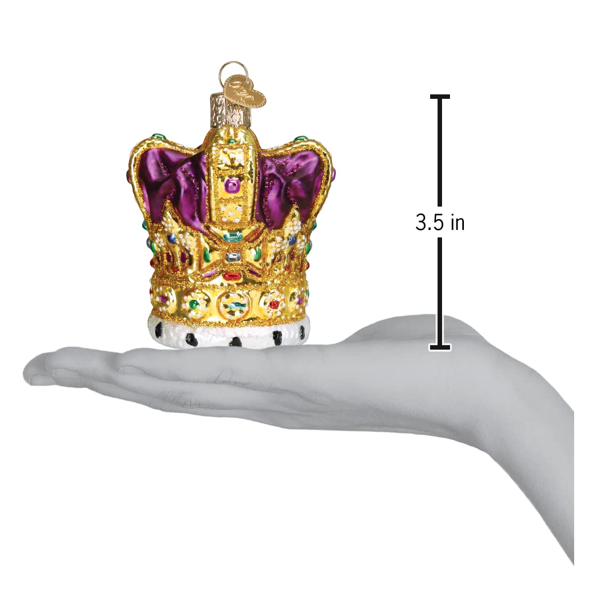 Old World Christmas King's Crown Glass Blown Ornament for Christmas Tree, Handcrafted Holiday Decoration, Royalty Collection