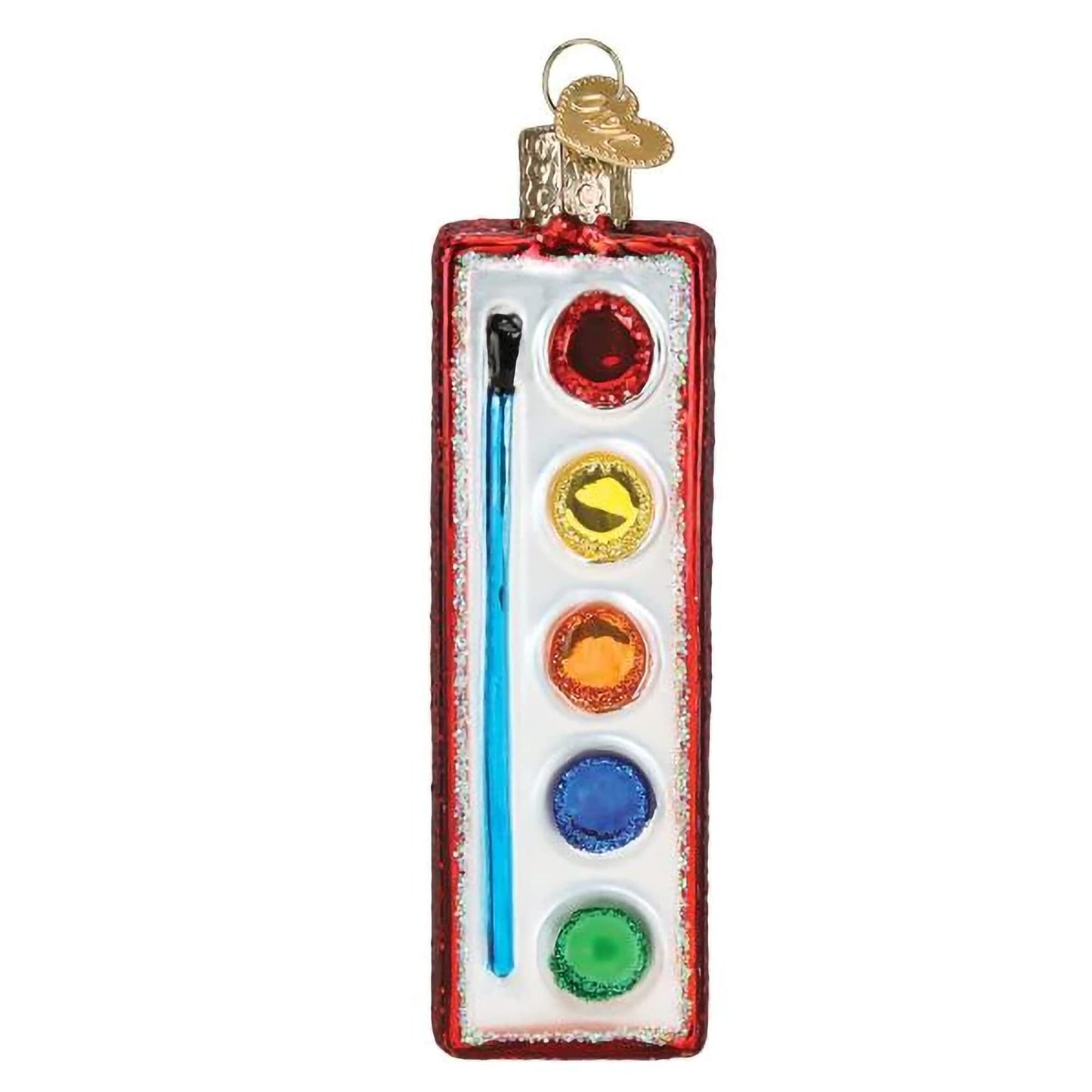 Old World Christmas Watercolor Palette Glass Blown Ornament for Christmas Tree, Handcrafted Holiday Decoration, Hobbies Collection