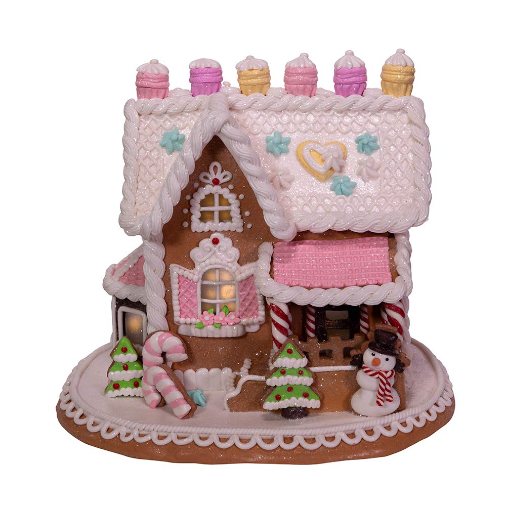 Kurt S. Adler 9-Inch Gingerbread House with LED Lights, Multi (GBJ0010)