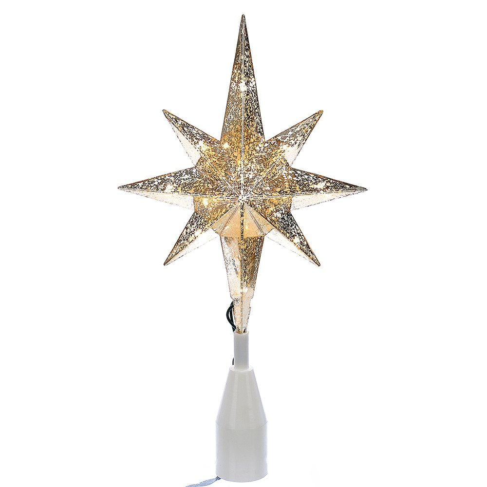 Kurt Adler UL 10-Light Gold Bethlehem Star Treetop, Golden