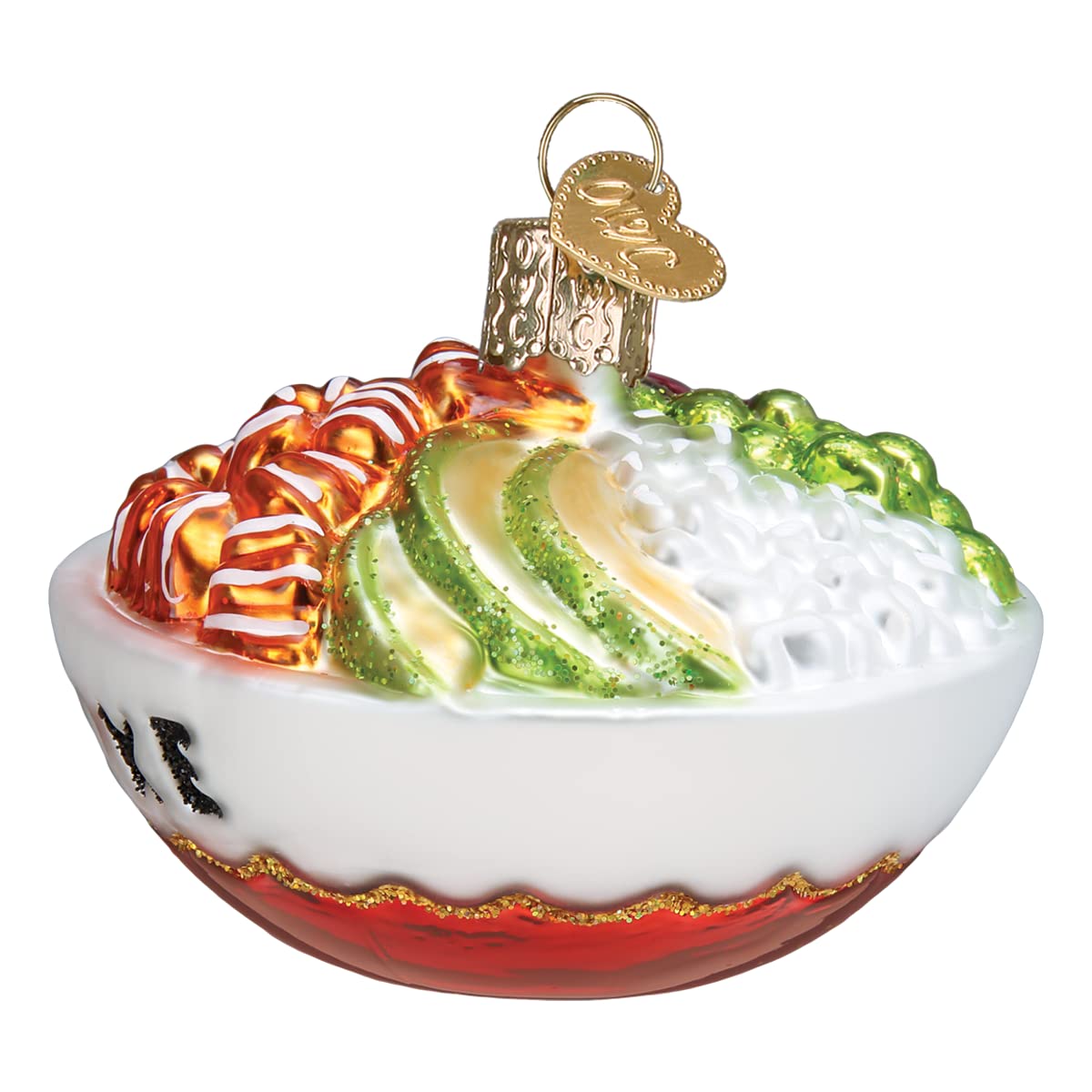 Old World Christmas Poke Bowl Glass Blown Ornament for Christmas Tree, Handcrafted Holiday Decoration, Food Collection