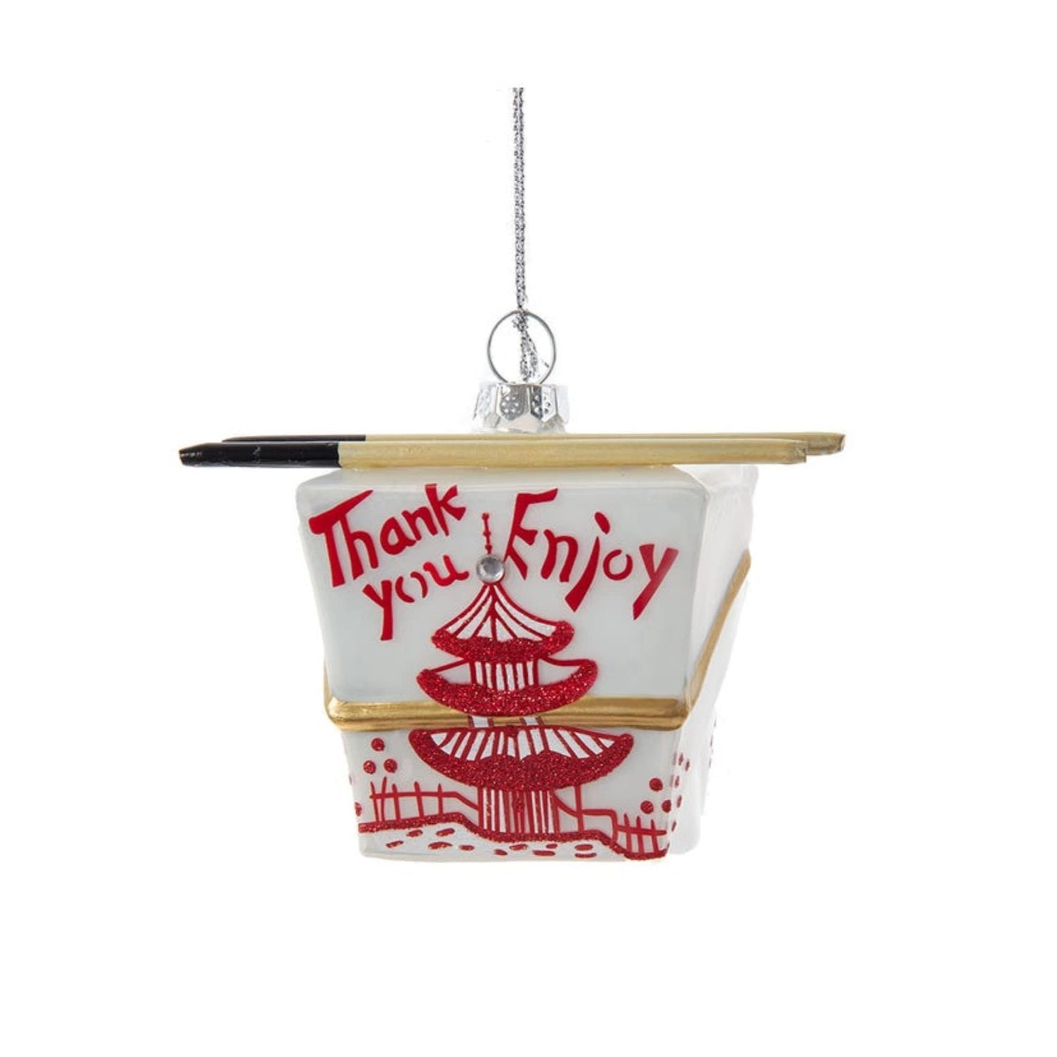 Kurt S. Adler Glass Chinese Take-Out Box Ornament