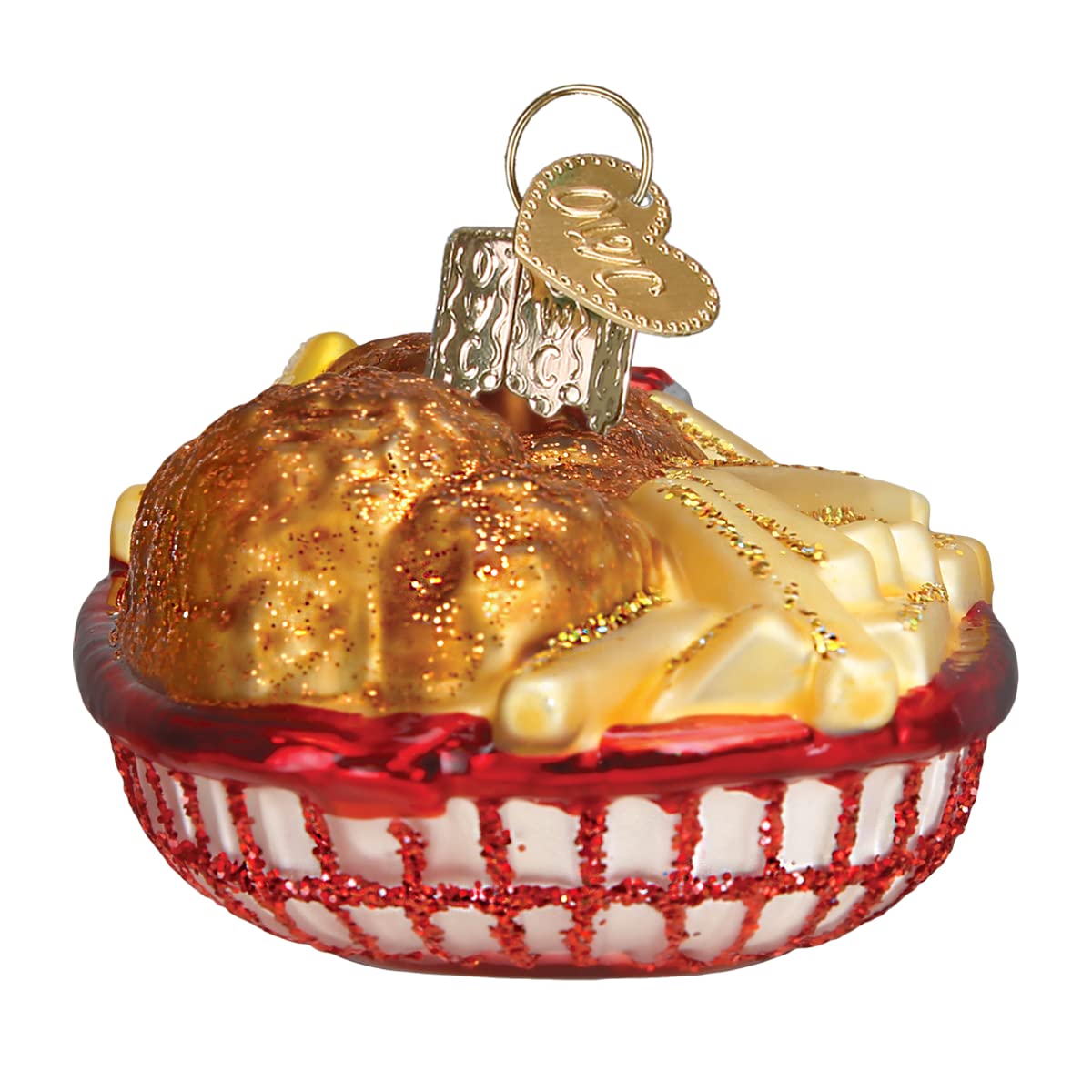 Old World Christmas Chicken Basket Glass Blown Ornament for Christmas Tree