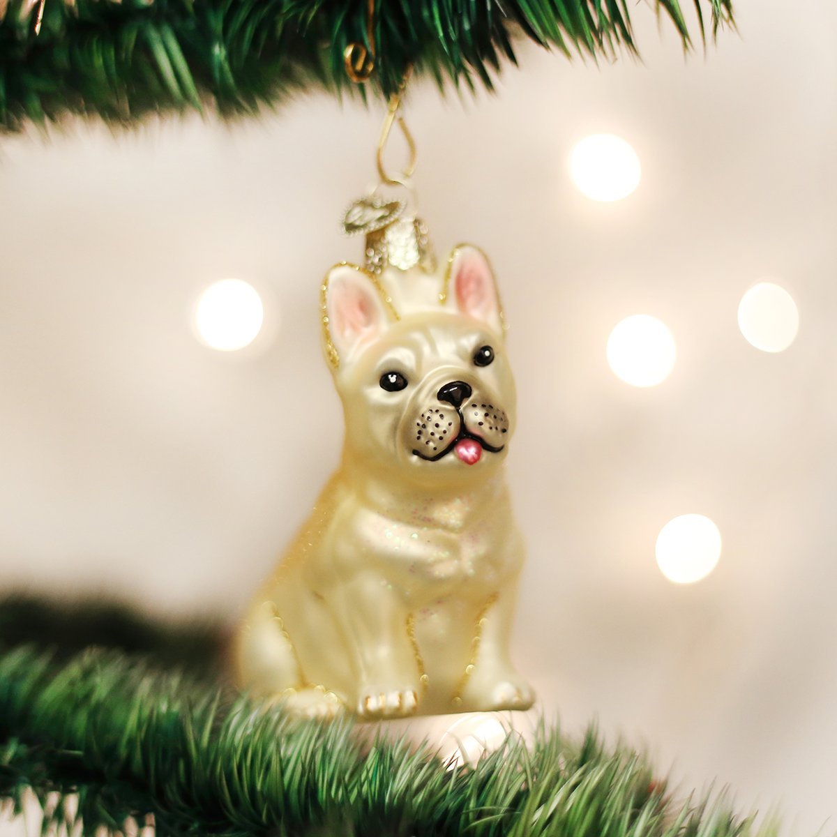 Old World Christmas Ornaments: French Bulldog Glass Blown Ornaments for Christmas Tree (12436)