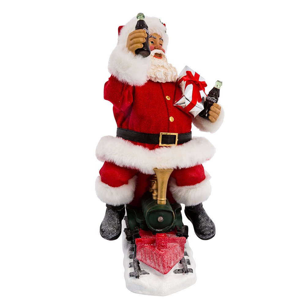 Kurt Adler 13.25 Inch Coca-Cola Battery-Operated Santa Train with LED Garland, Red, CC5171