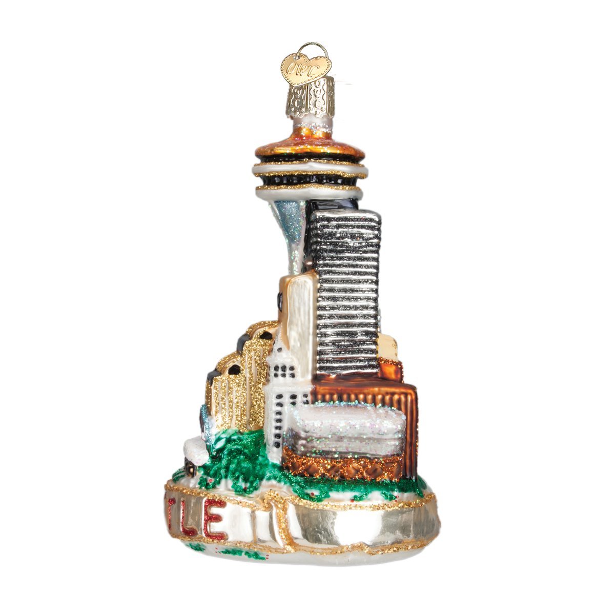 Old World Christmas Cities, Places and Landmarks Glass Blown Ornaments for Christmas Tree Seattle Skyline