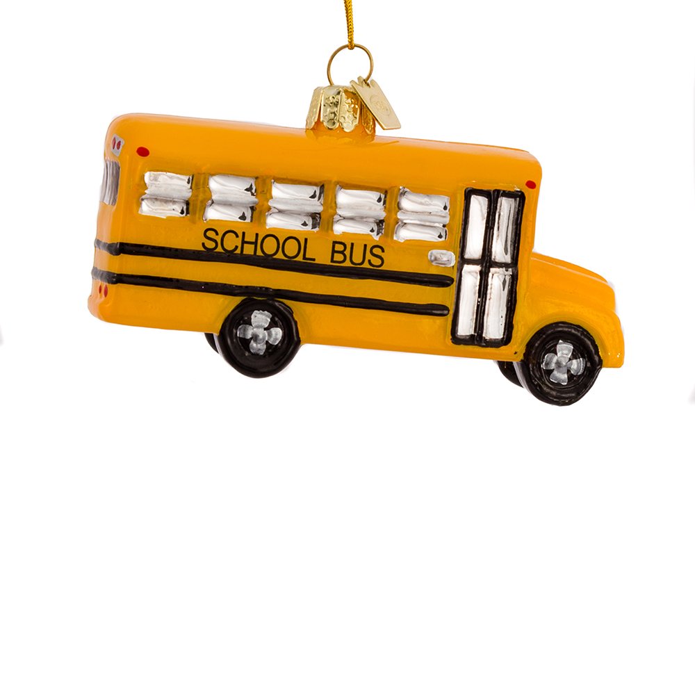 Noble Gems Kurt Adler 4-Inch Glass School Bus Ornament,Christmas