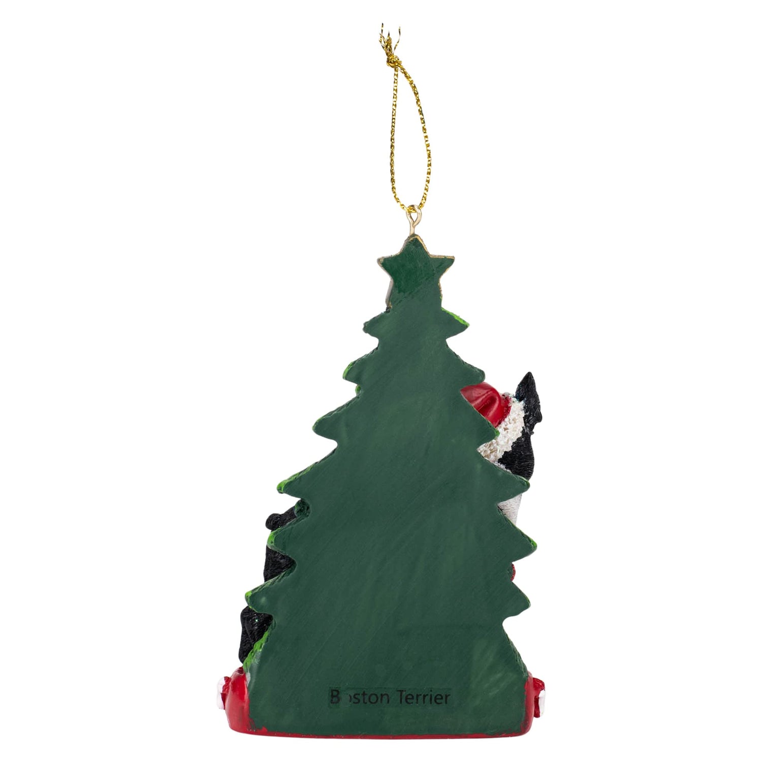 Kurt S. Adler Boston Terrier Wearing Santa Hat with Resin Christmas Tree Ornament C7615BT New
