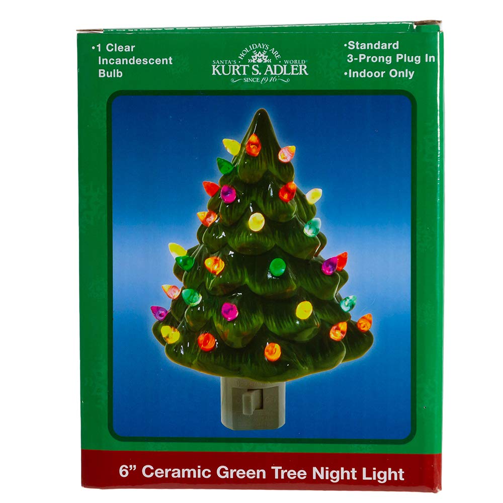 Kurt S. Adler 6-Inch Ceramic Green Tree Night Light