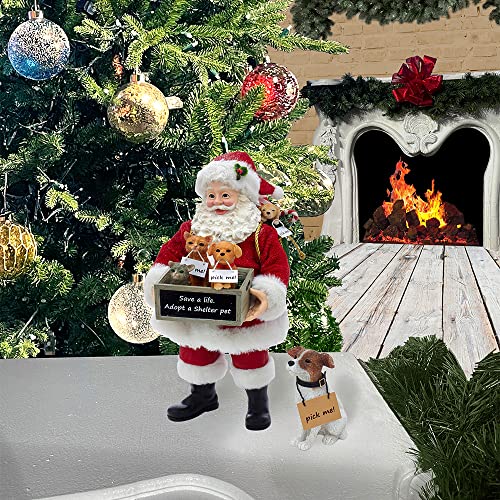 Kurt Adler 10.5-Inch Fabrich‚? Adopt-a-Pet Santa with Dog, 2 Piece Set