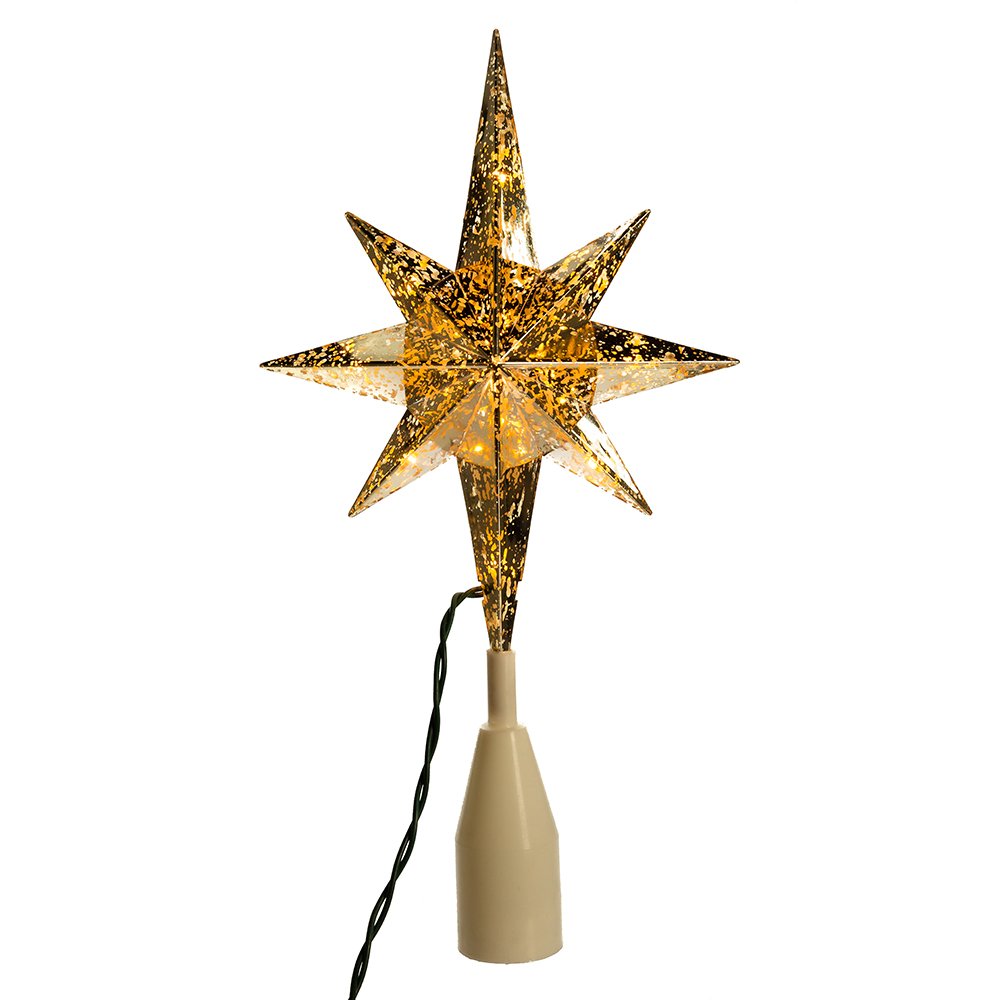 Kurt Adler UL 10-Light Gold Bethlehem Star Treetop, Golden