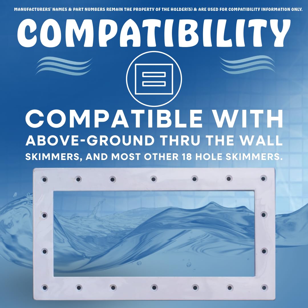 Poolzilla Wide-Mouth Thru-Wall Skimmer Face Plate for Above-Ground Swimming Pool, Compatible with 18 Hole Thru-The-Wall Skimmer Kits