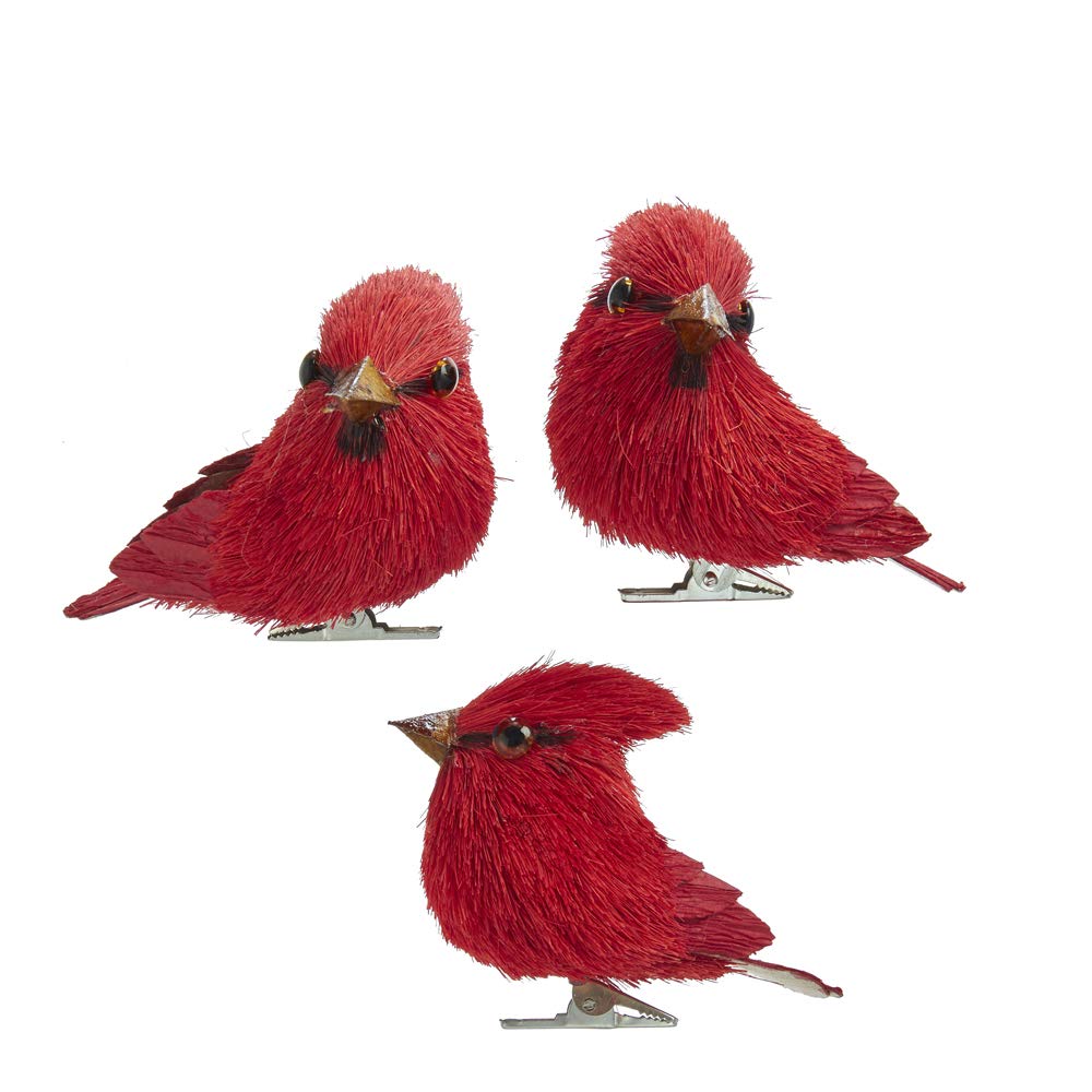Kurt Adler C7854 Sisal Birds (Red Sisal Birds)