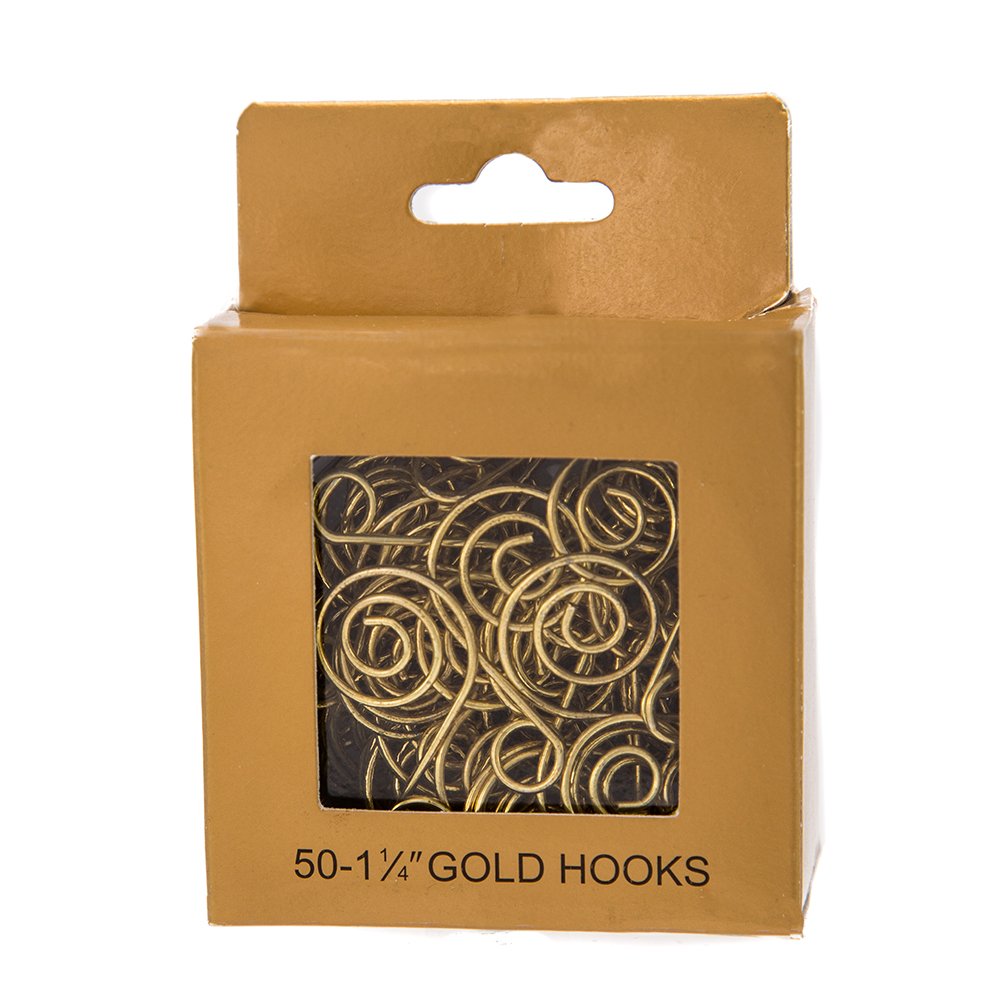 Kurt Adler Ornament Hook, 1.25-Inch, Gold, Set of 50 for Christmas