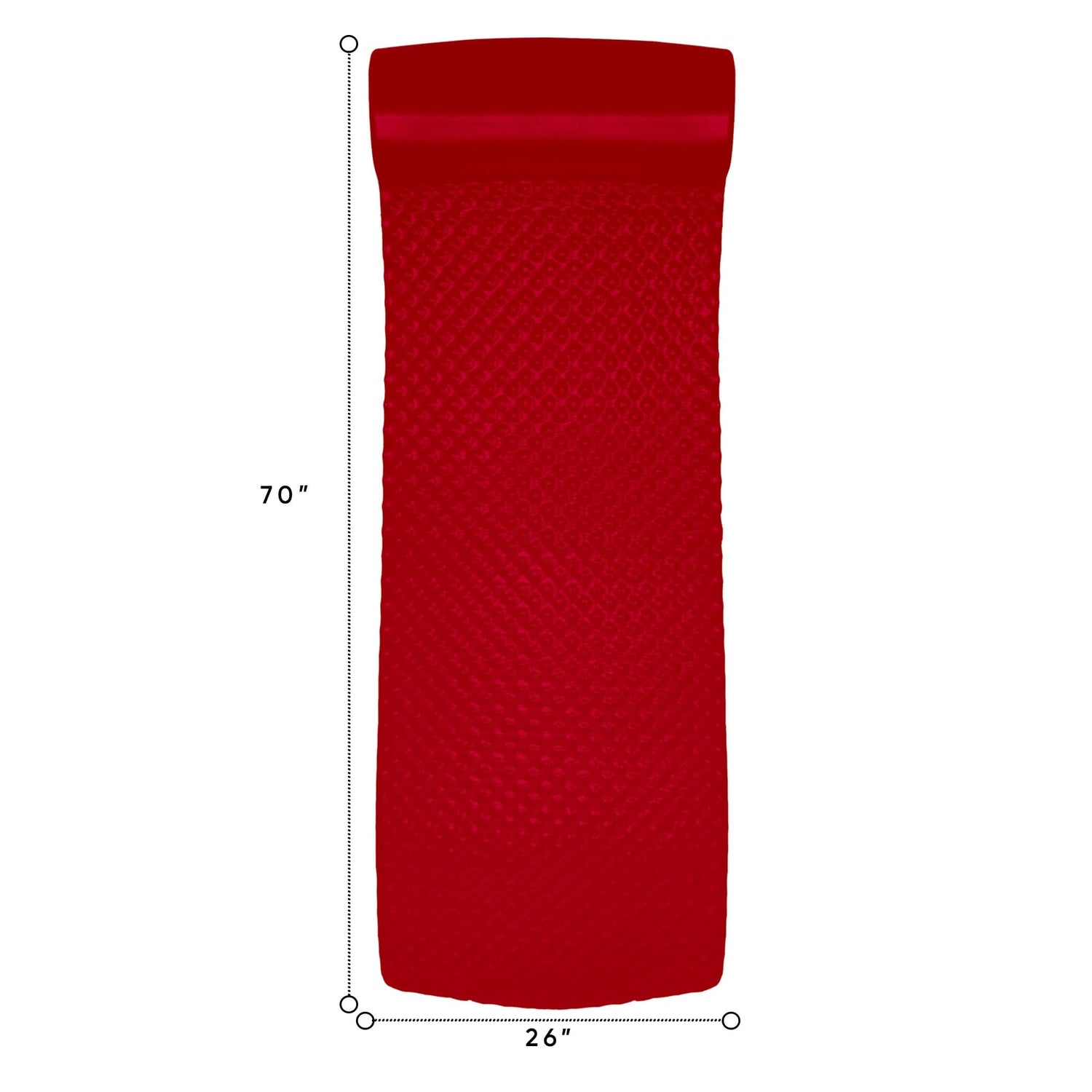 TRC Recreation Super Soft 2β Thick Vinyl Coated Foam Outdoor Swimming Pool Float Mat Adult Lounger with Built-in Roll Pillow, Red