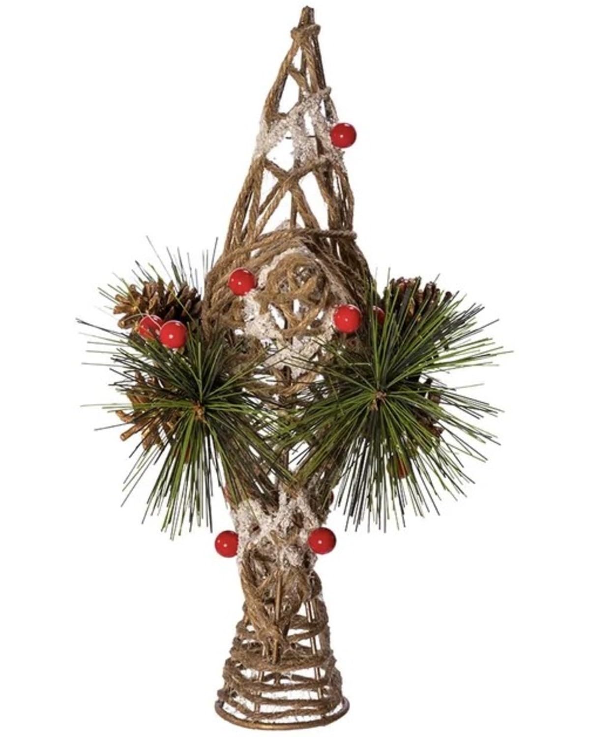 Kurt Adler 11-Inch Natural Star with Pinecones Treetop