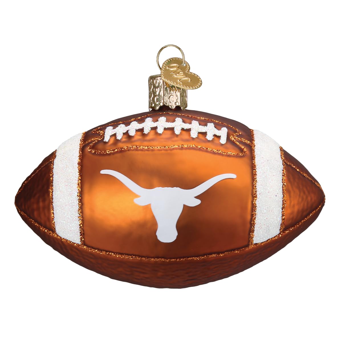 Old World Christmas Texas Longhorns Football Glass Blown Ornament for Christmas Tree, Handcrafted Holiday Decoration, University Collection