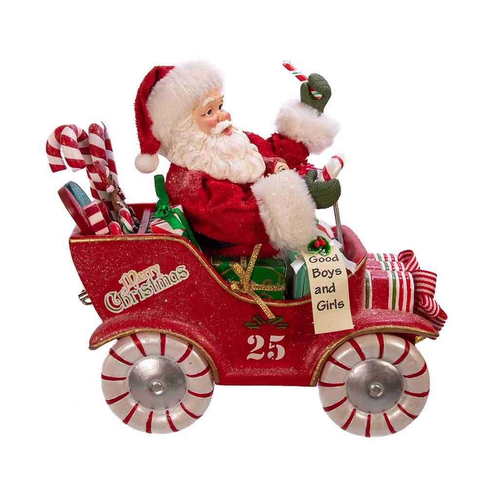Kurt S. Adler Kurt Adler 8.5-Inch Fabrich‚ Musical Candy Car Santa, Multi