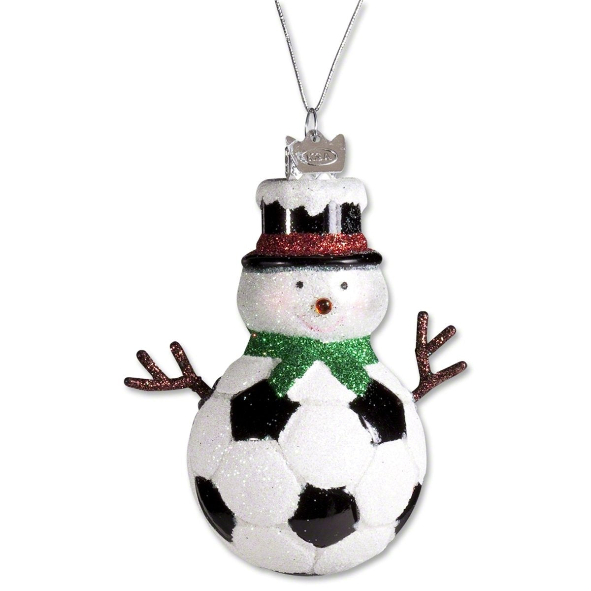 Kurt Adler Noble Gems Glass Soccer Snowman Ornament