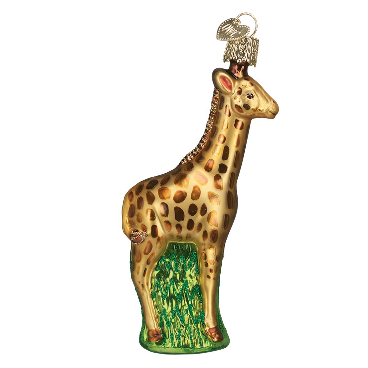 Old World Christmas Baby Giraffe Glass Blown Ornament for Christmas Tree, Handcrafted Holiday Decoration, Wildlife Animal Collection