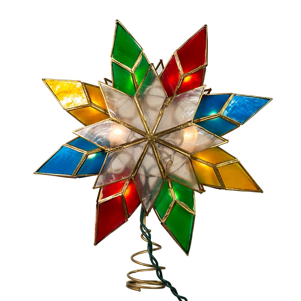 Kurt Adler 10-Light Multi-Color Capiz Star Tree Topper