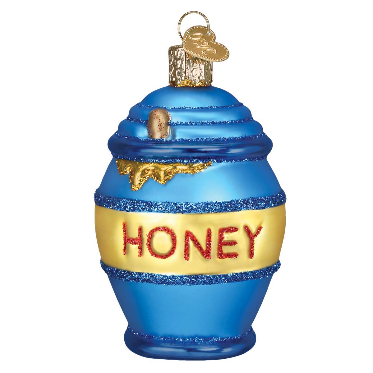 Old World Christmas Honey Pot Glass Blown Ornament for Christmas Tree, Handcrafted Holiday Decoration, Bee Collection