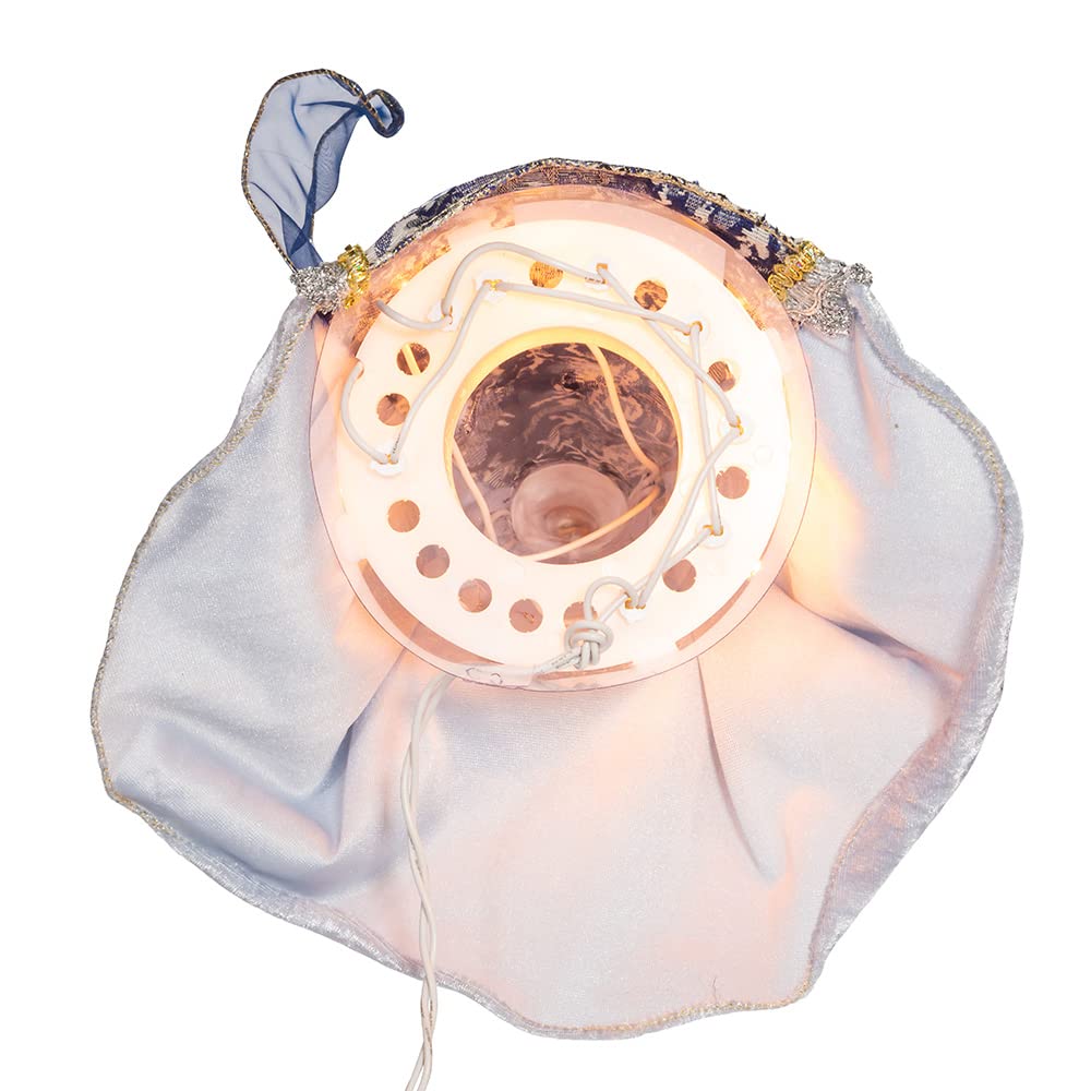 12-Inch UL 10-Light Delft Blue with Gold Angel Tree Topper