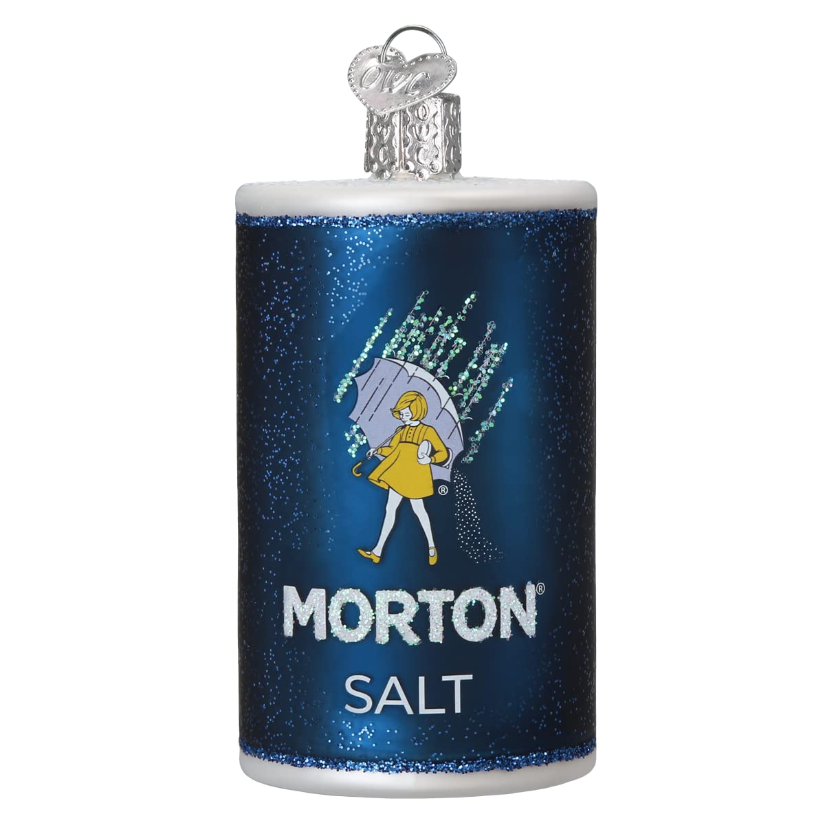 Old World Christmas Morton Salt Can Glass Blown Ornament for Christmas Tree, Handcrafted Holiday Decoration, Food Collection