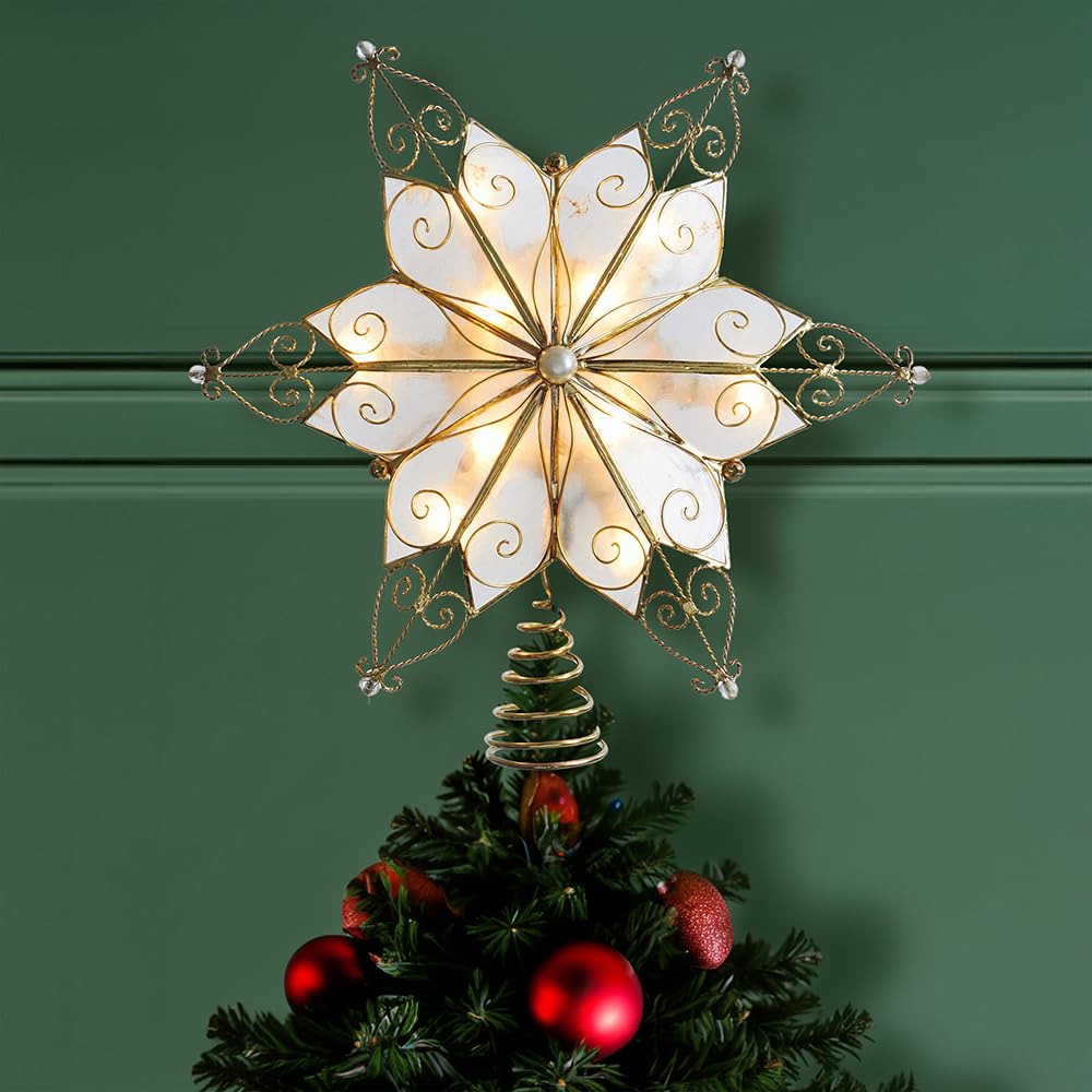 Kurt Adler UL3131 10-Light 6 Pt. Capiz Star Treetop