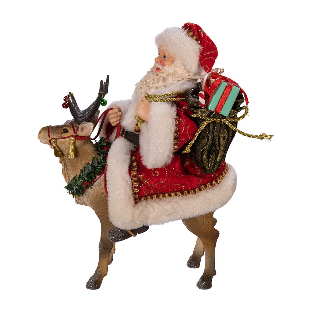 Kurt Adler 11.5-Inch Fabrich‚? Santa on Reindeer