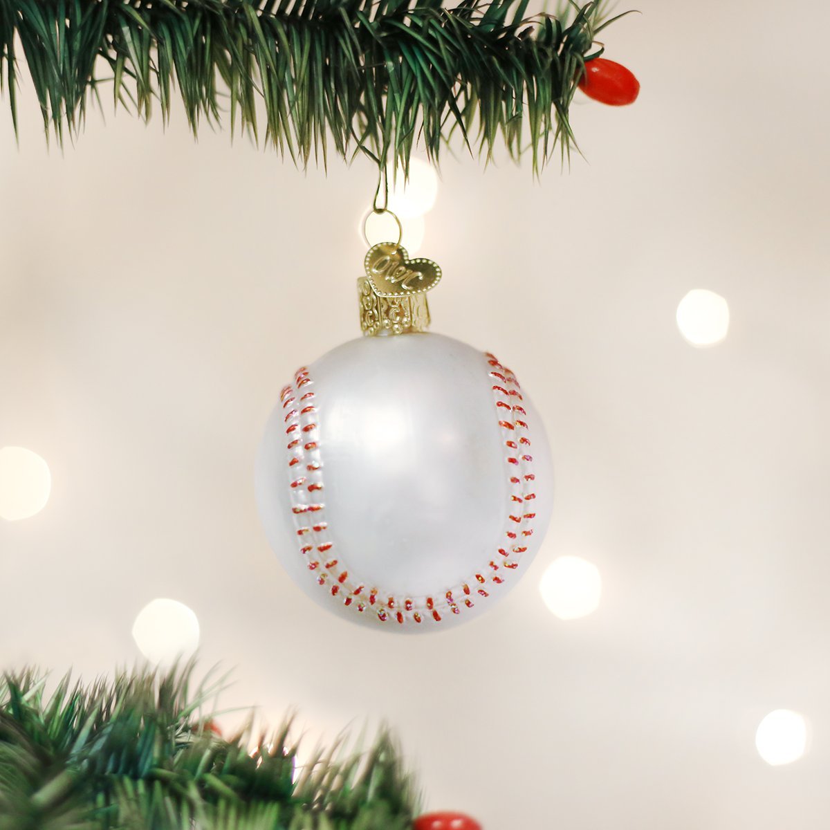 Old World Christmas Baseball Glass Blown Ornament for Christmas Tree, Handcrafted Holiday Decoration, Sport Collection