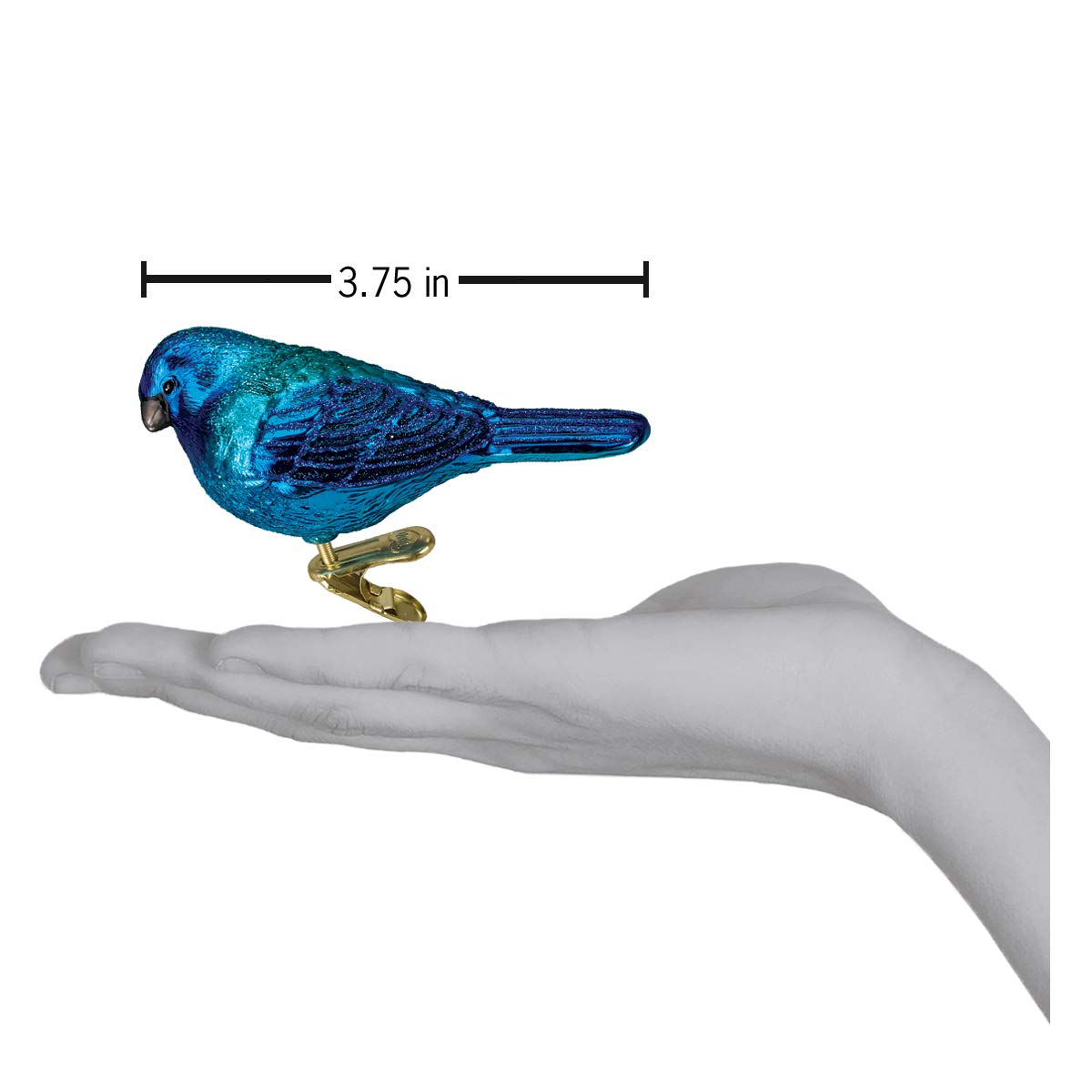 Old World Christmas Indigo Bunting Glass Blown Ornament for Christmas Tree, Handcrafted Holiday Decoration