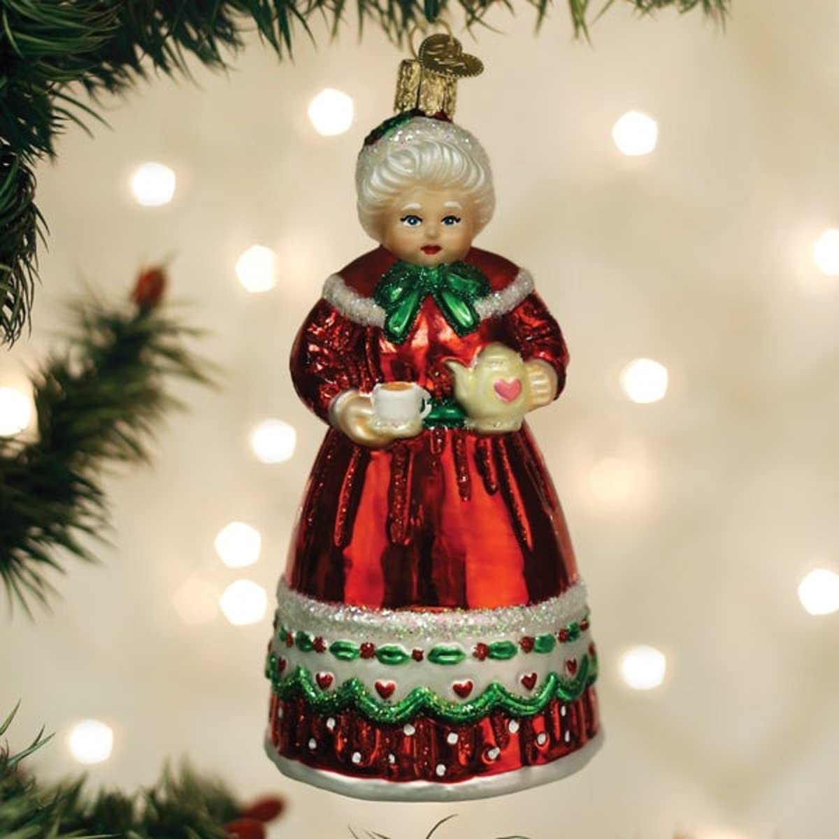 Old World Christmas Mrs. Claus Glass Blown Ornament for Christmas Tree, Handcrafted Holiday Decoration, Mrs. Claus Collection