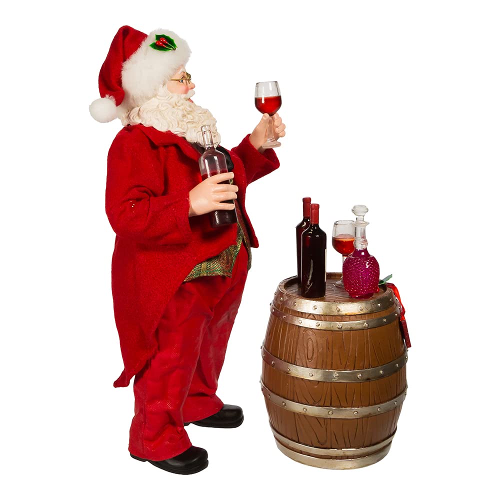 Kurt S. Adler 10.5-Inch Fabrich‚ Wine Tasting Santa, 2 Piece Set