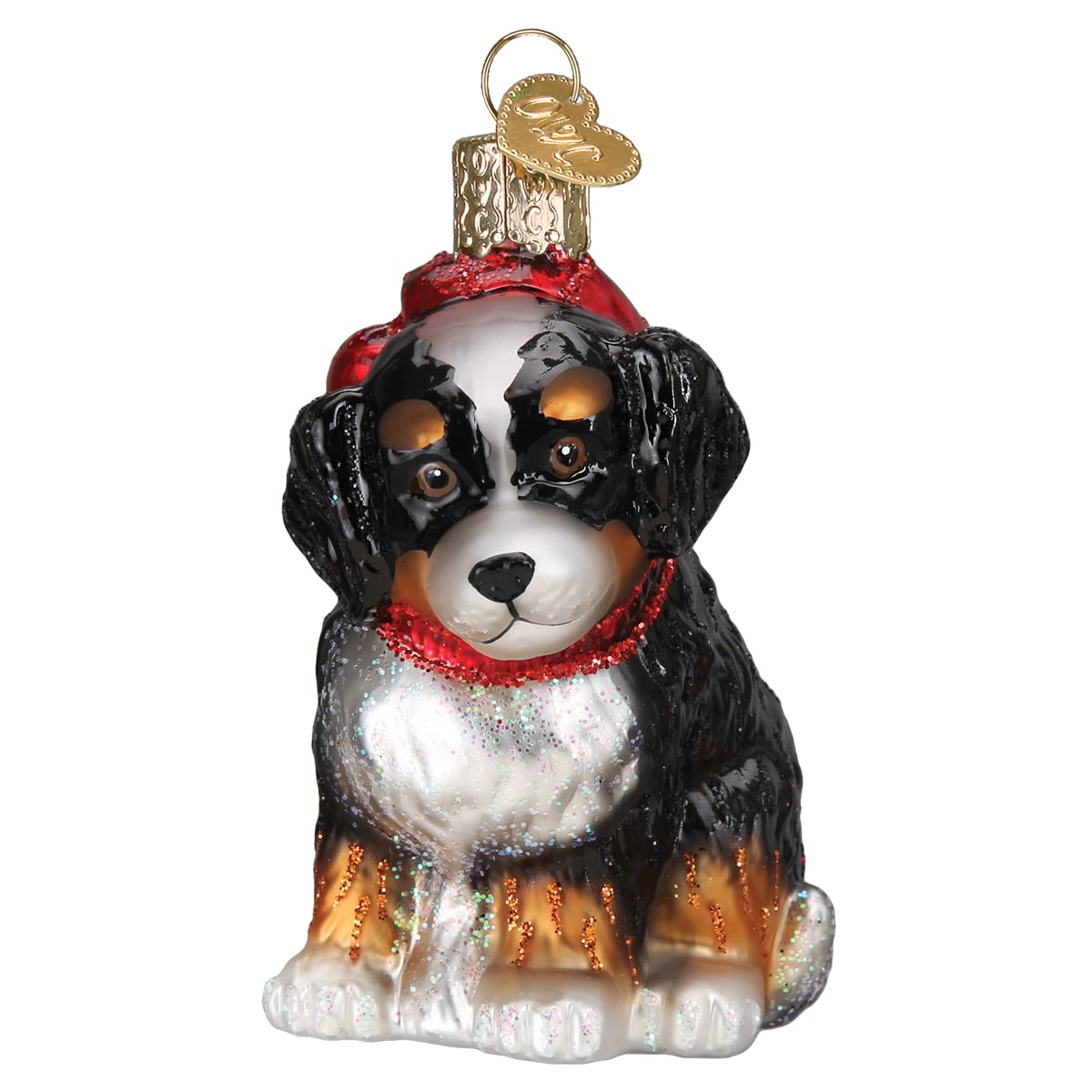 Old World Christmas Bernedoodle Puppy Glass Blown Ornament for Christmas Tree