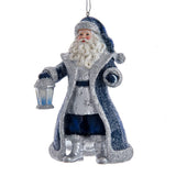 Kurt Adler Blue and Silver Santa Ornament