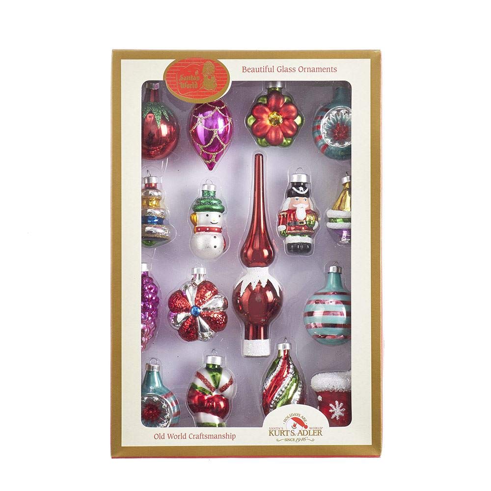 Kurt S. Adler 1.75-5.5-Inch Early Years Miniature Glass Ornaments, 16 Piece Set