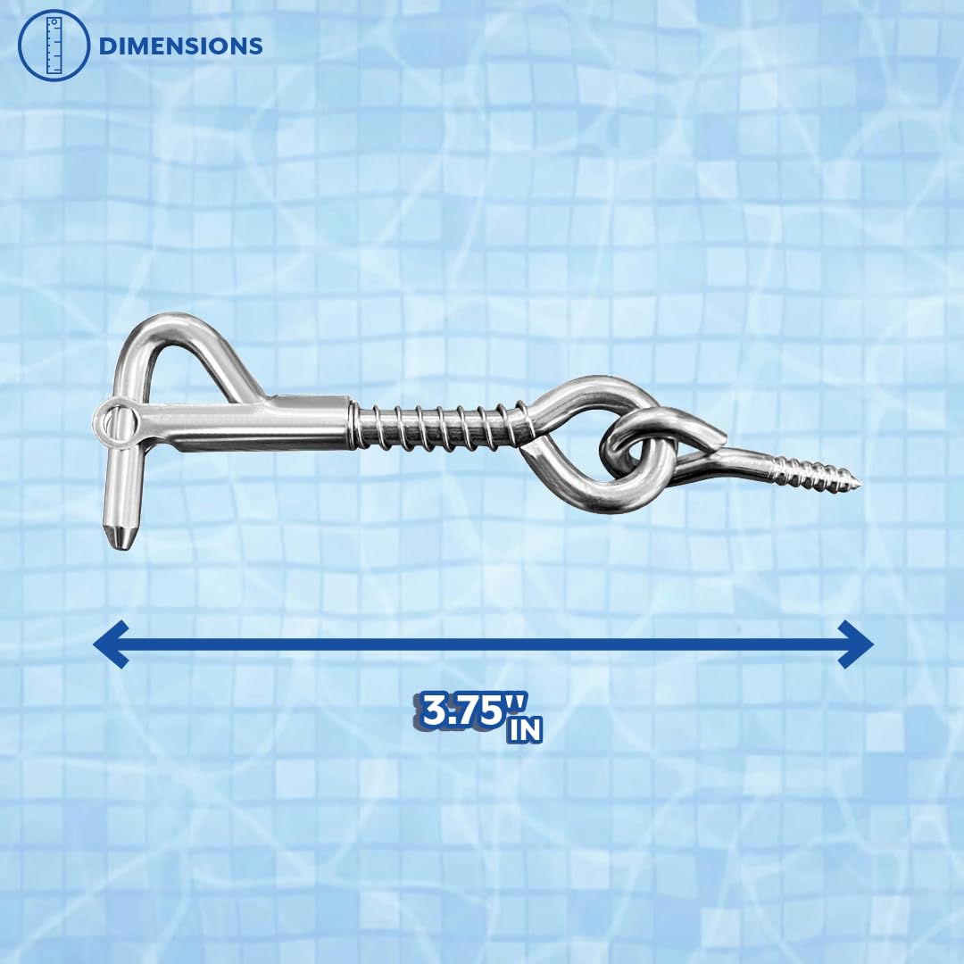 Poolzilla Pool Safety Fence Latch - 3.75’’ in. Spring Hook and Eye Safety Tool for Pool Safety Fencing