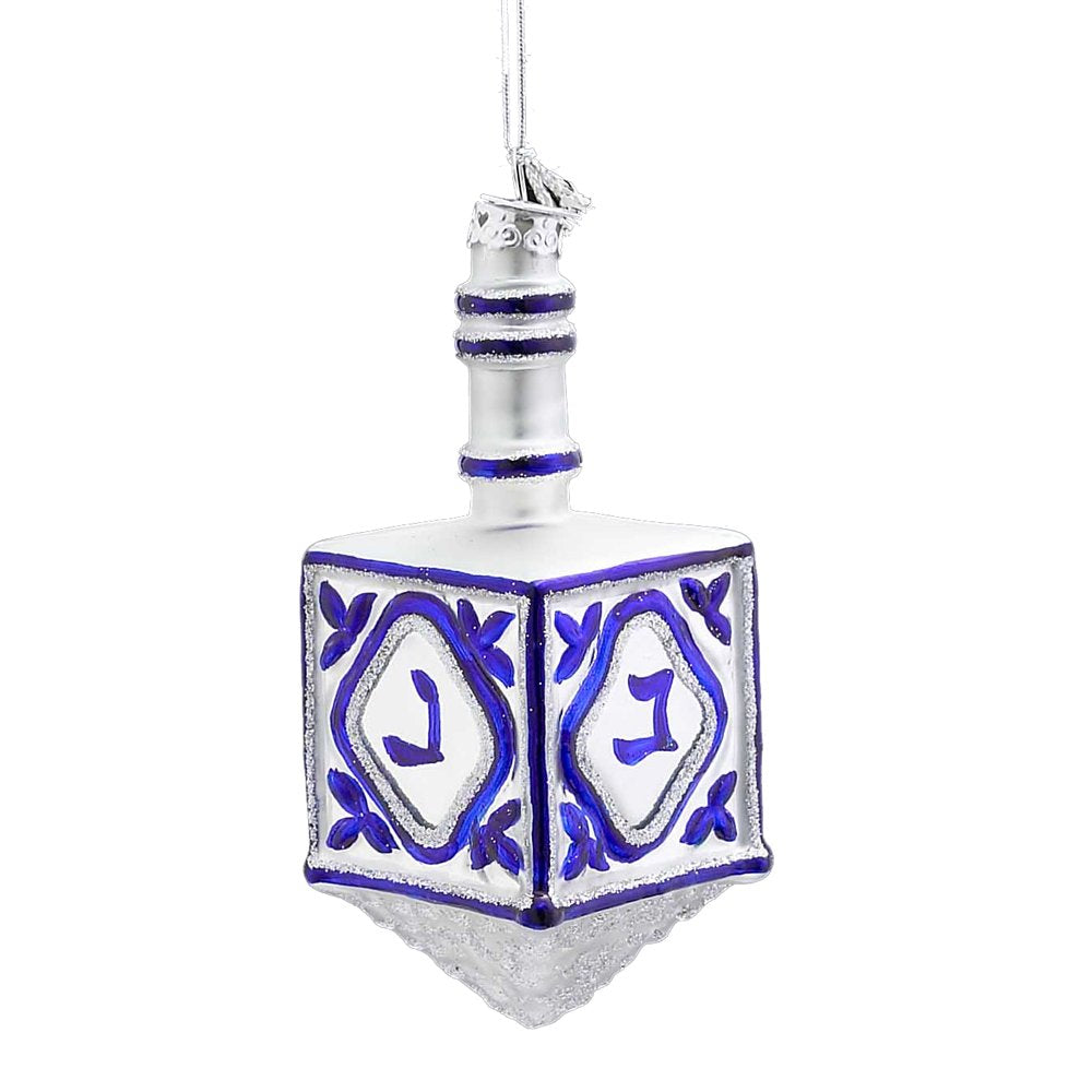 Kurt Adler 4-1/4-Inch Noble Gems Glass Jewish Dreidel Ornament for Hanukkah