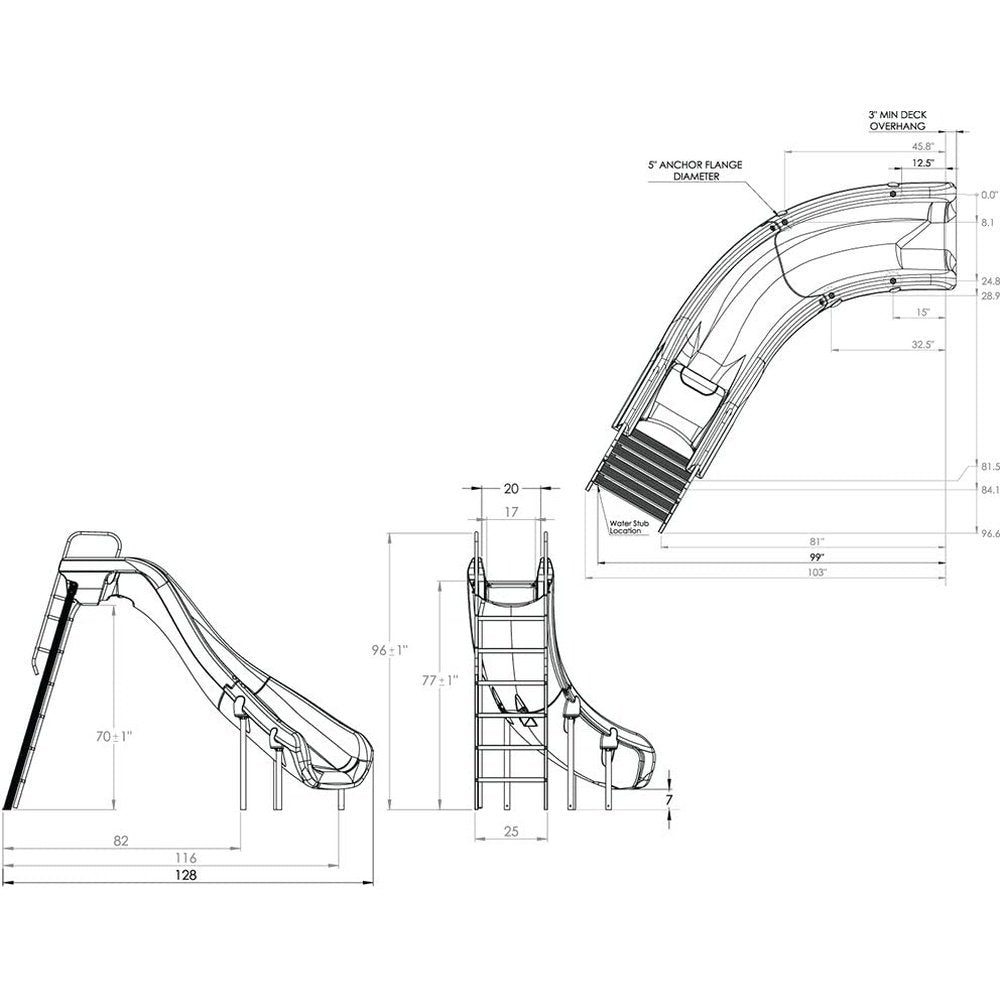 R. Smith 610-209-58220 Rogue2 Pool Slide, Gray
