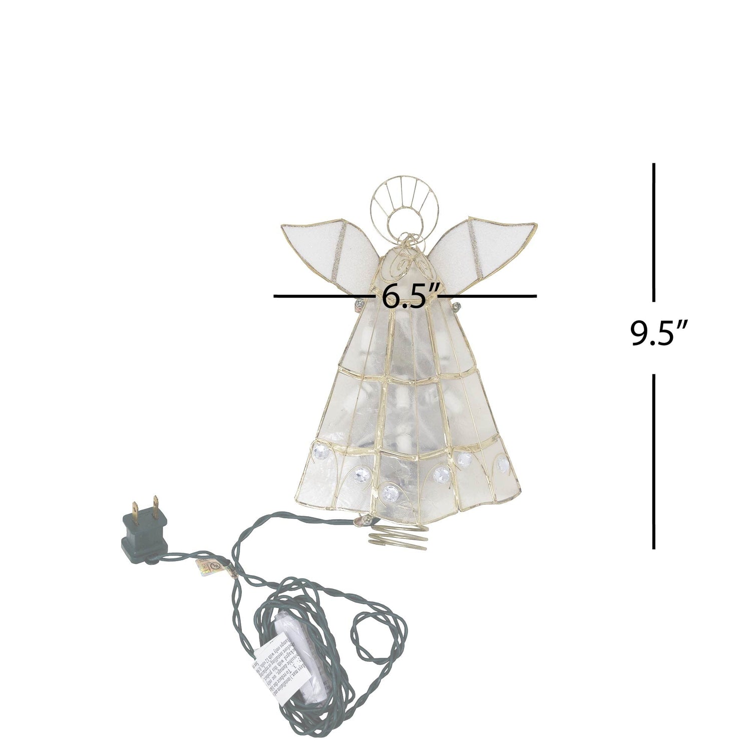 Kurt Adler 10-Light Capiz Angel Treetop with Trumpet (Clear)