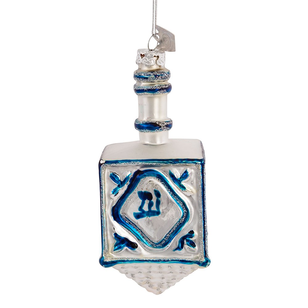 Kurt Adler 4-1/4-Inch Noble Gems Glass Jewish Dreidel Ornament for Hanukkah