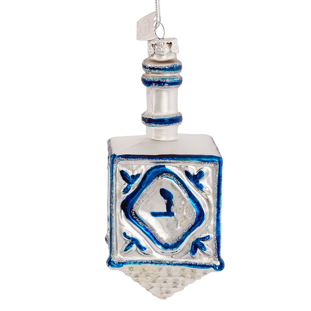 Kurt Adler 4-1/4-Inch Noble Gems Glass Jewish Dreidel Ornament for Hanukkah