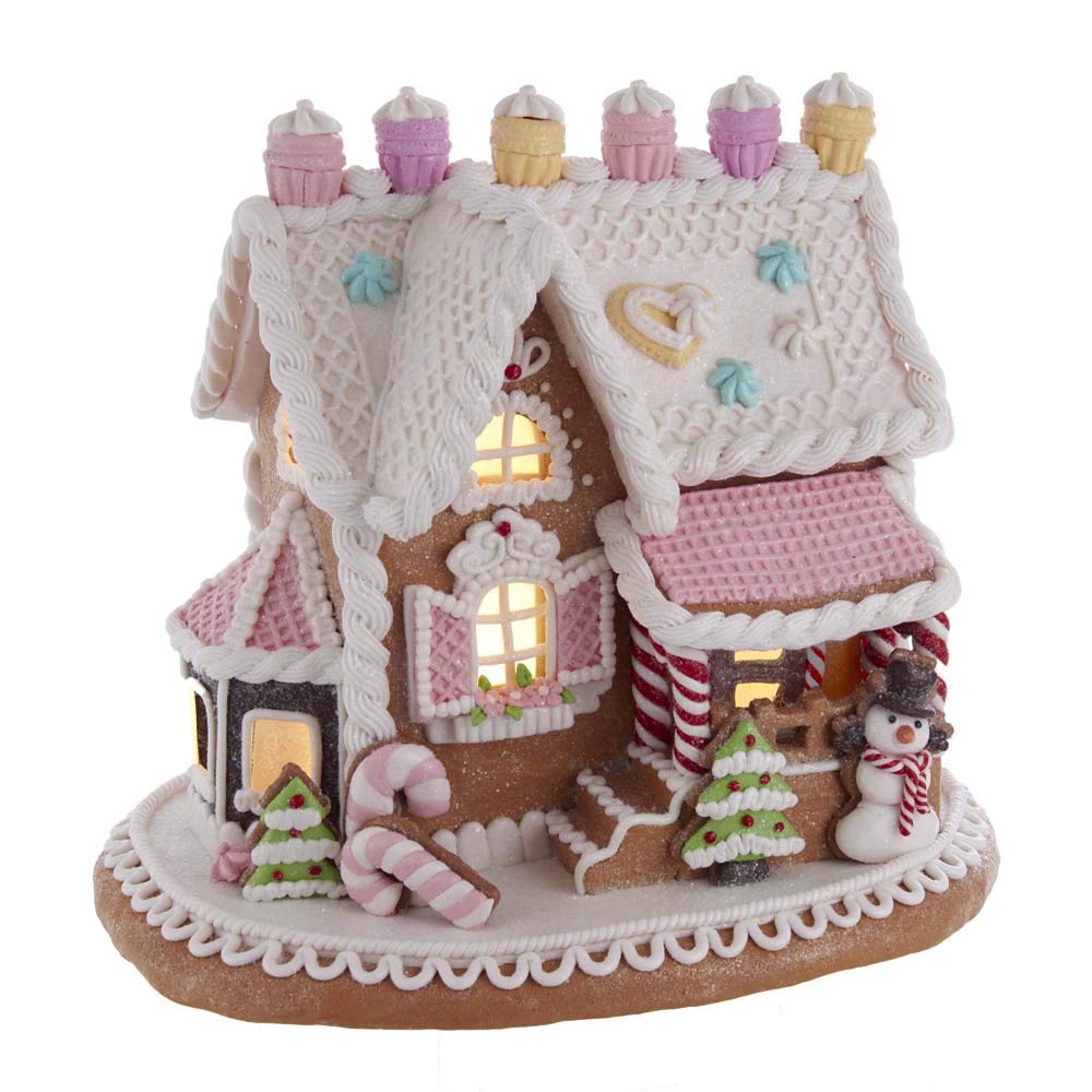 Kurt S. Adler 9-Inch Gingerbread House with LED Lights, Multi (GBJ0010)