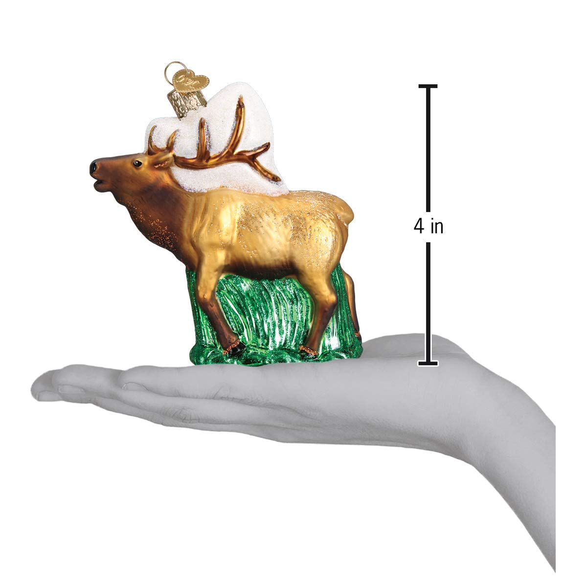 Old World Christmas Elk Glass Blown Ornament for Christmas Tree, Handcrafted Holiday Decoration, Wildlife Animal Collection