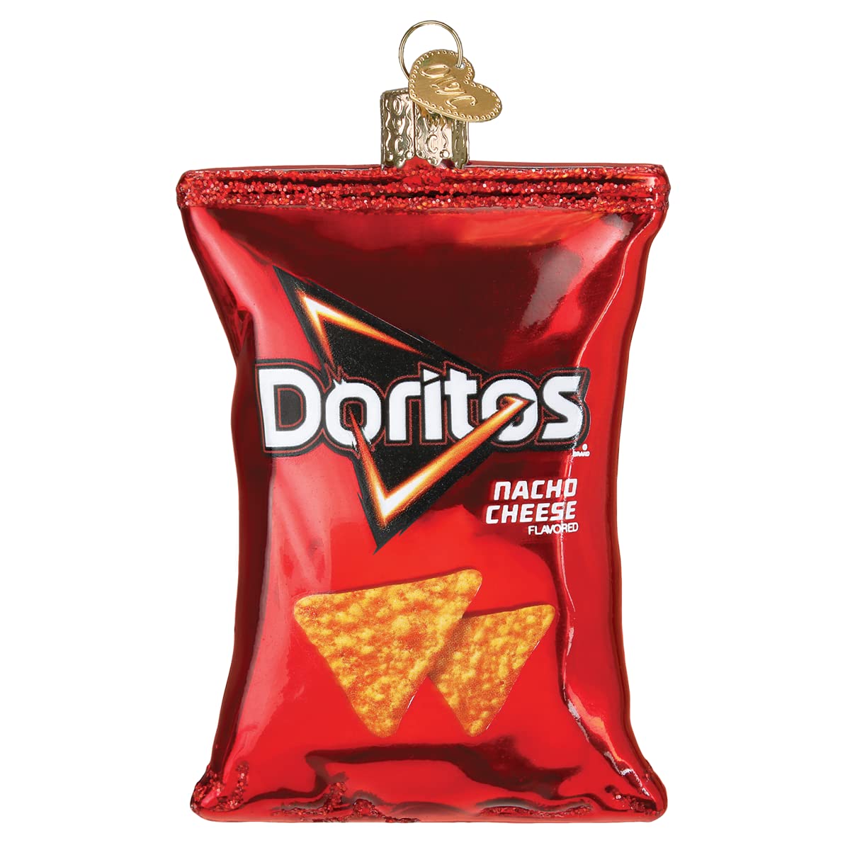 Old World Christmas Doritos Nacho Cheese Chips Glass Blown Ornament for Christmas Tree, Handcrafted Holiday Decoration, Snack Collection