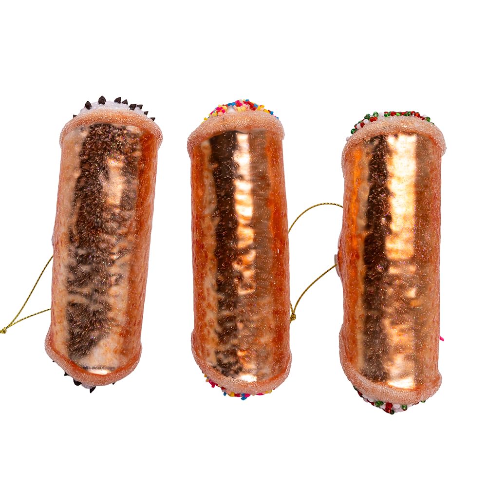 Kurt Adler 4.75-inch Noble Gems™ Glass Cannoli Ornaments