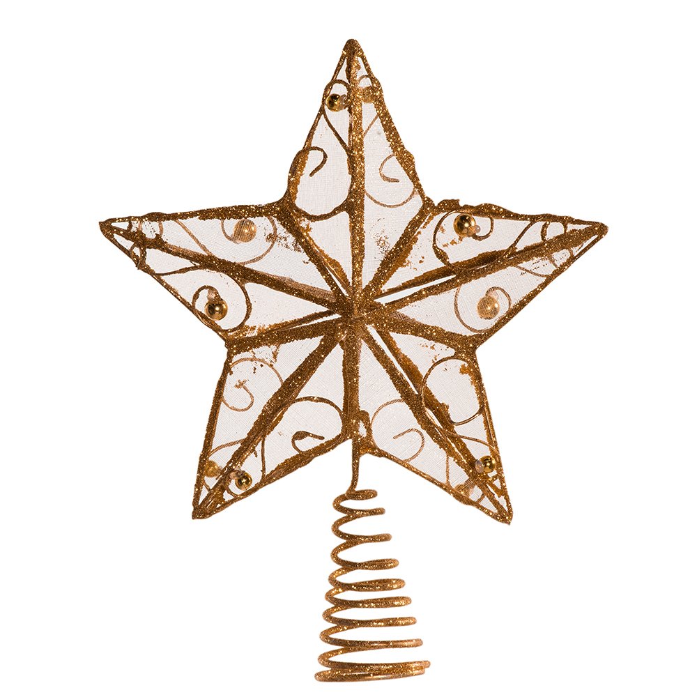 Kurt Adler 6-1/4-Inch Gold Wire Star Treetop