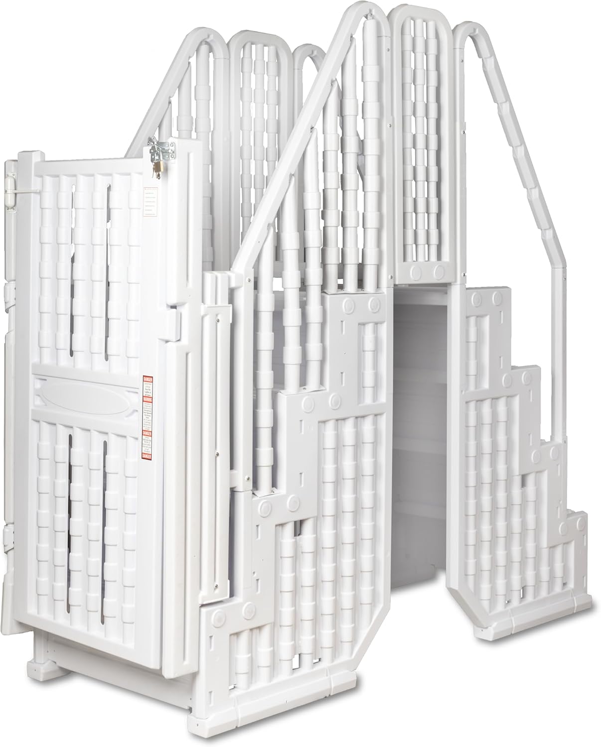 Poolzilla Pool Step Set for Above Ground Pools with Crossover Bridge, and a Lockable Gate - for 48’’ to 54’’ in. Above Ground Pools