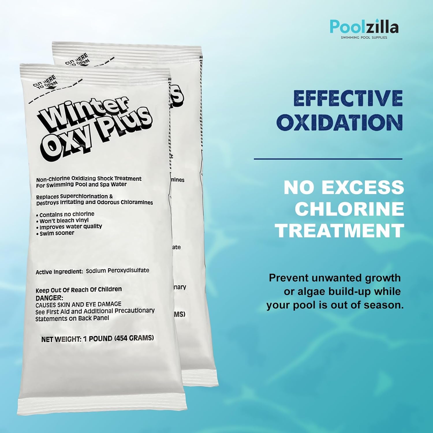 Poolzilla 24,000 Gallon Winterizing Kit, Includes 1 Qt. Winter Clarifier, 1 Qt. Winter Stain & Scale Control, 2 Lbs Winter Oxy Shock, 2 Lbs Winterizer